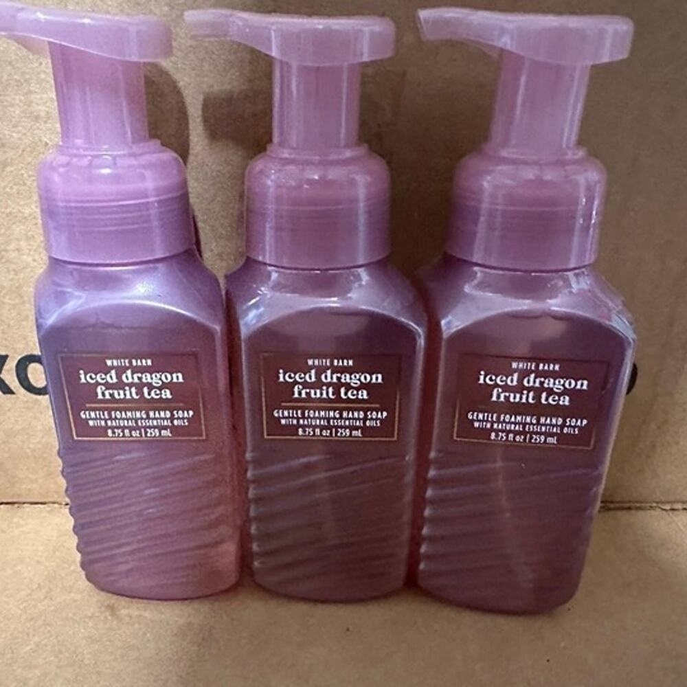 Bath‎ and Body Works White Barn Iced Dragon Fruit Tea Foaming Hand Soap Set of 3